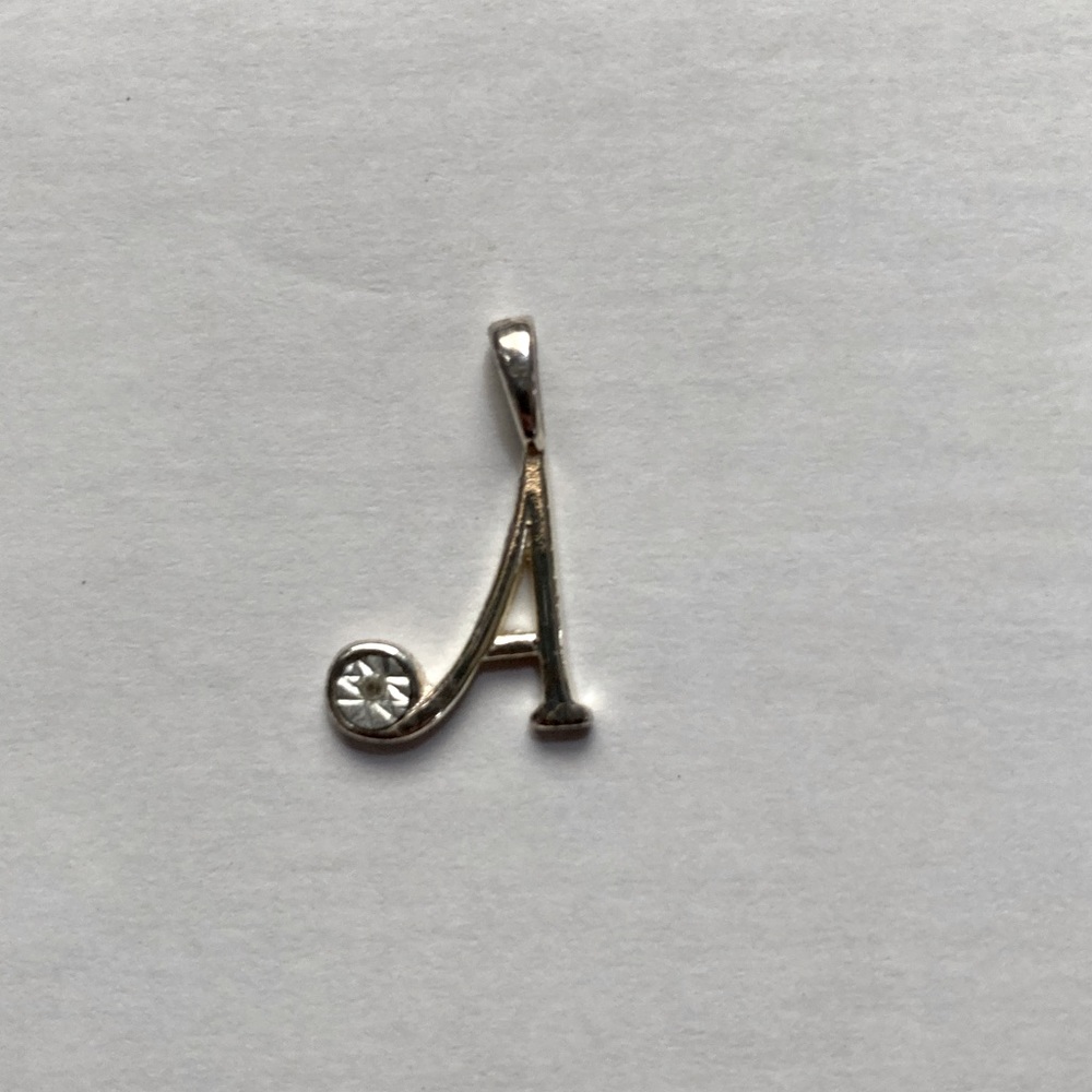 Silver A charm